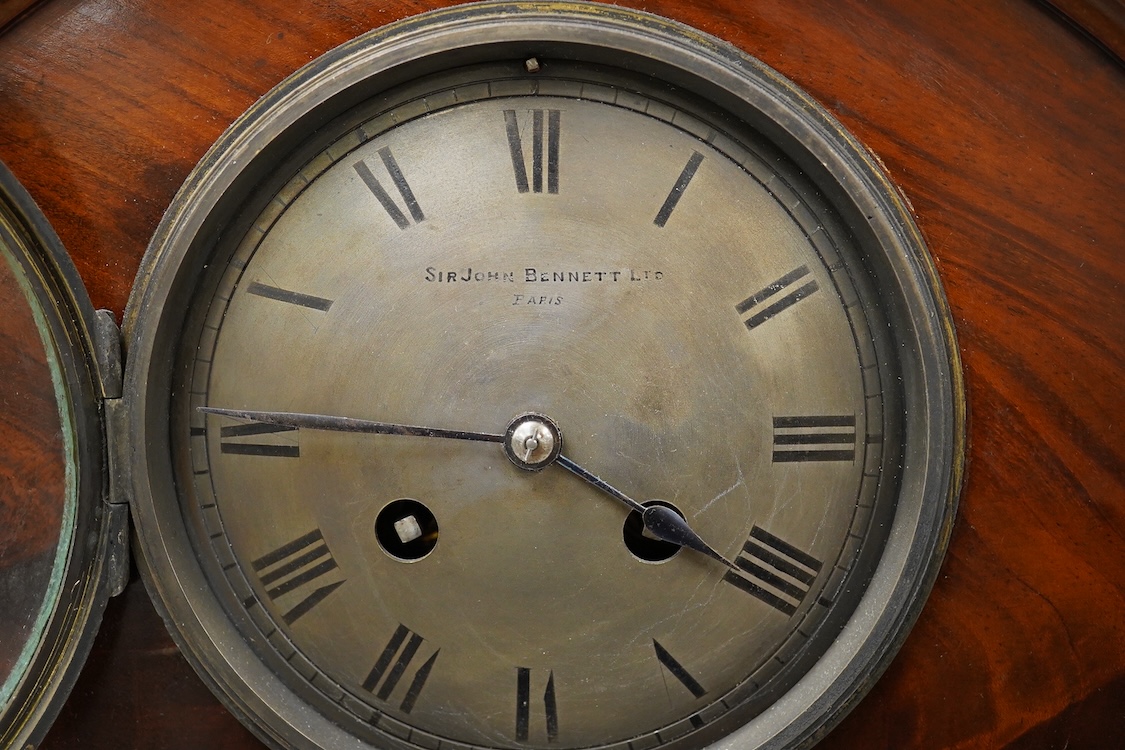 An Edwardian mantel clock, the dial inscribed Sir John Bennet Ltd, Paris, with pendulum and key, 31cm high